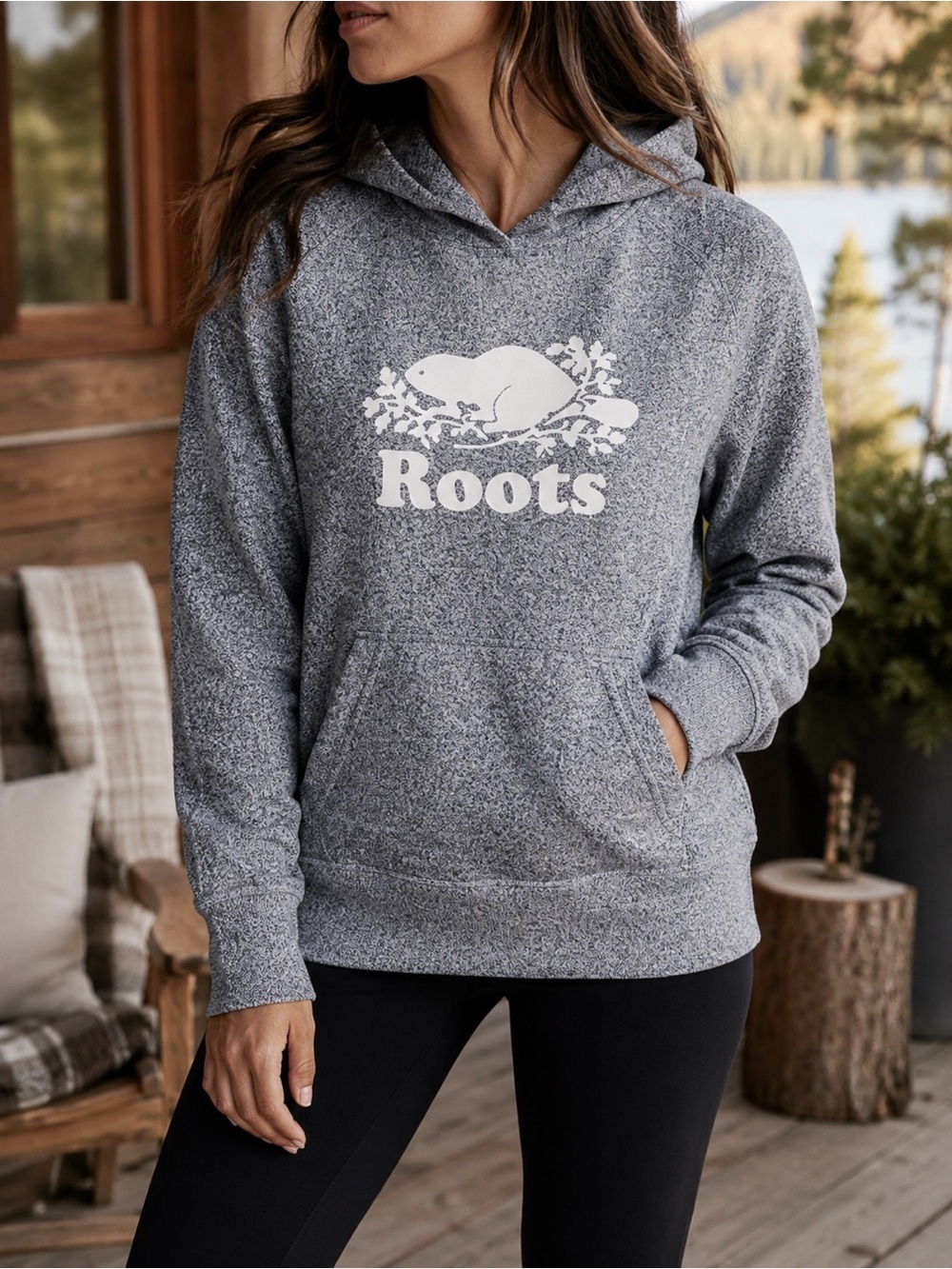 Roots Hoodie Size Small Grey Salt & Pepper Canada